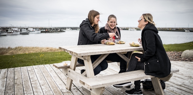 Women enjoying a picnic in the Îles de la Madeleine