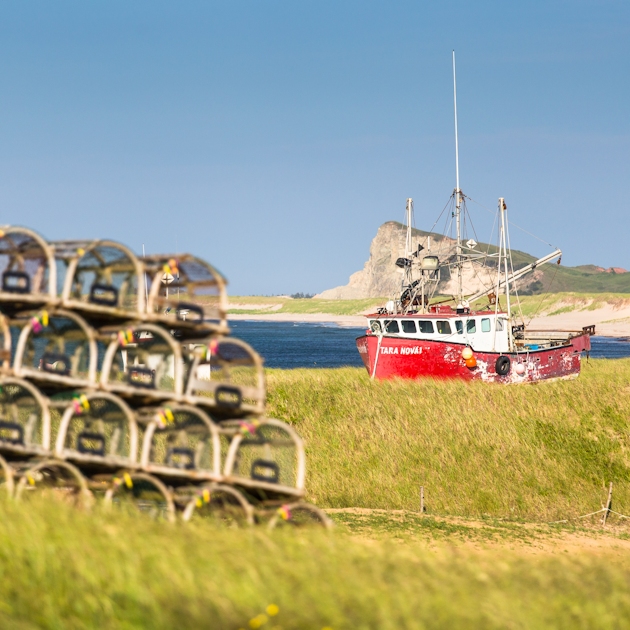 Boat and lobster traps in the Îles de la Madeleine