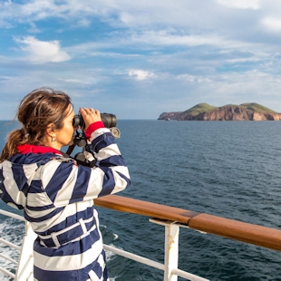 Woman on the ferry heading to the Îles de la Madeleine