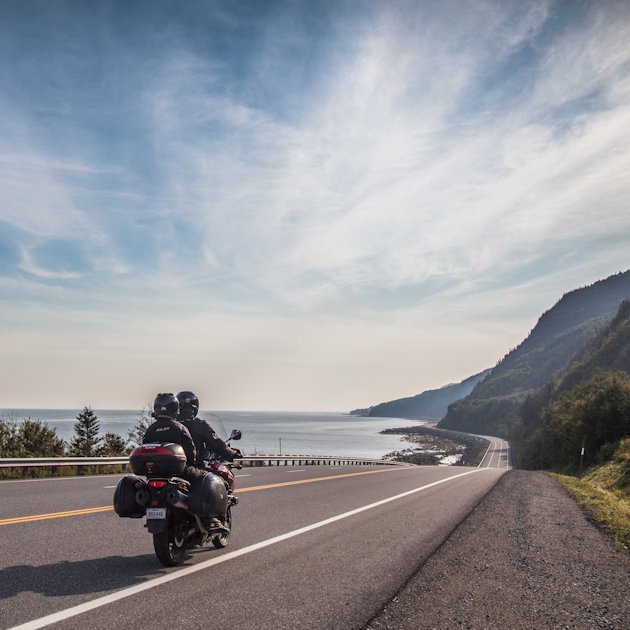 Motocyclists on Route 132 in Gaspésie