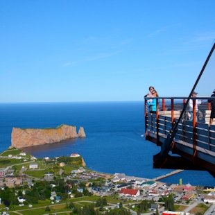 Suspended glass platform at Percé UNESCO Global Geopark