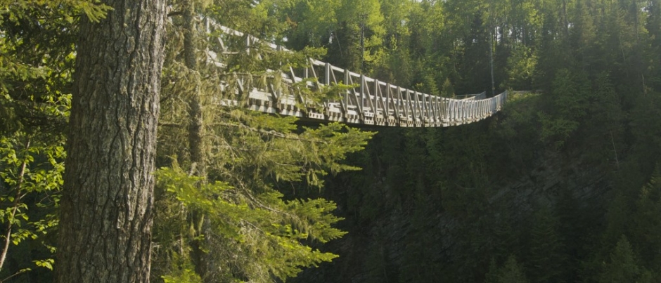 La plus haute passerelle suspendue au Québec - Crédit photo : Le Québec maritime Les Portes de l’Enfer…