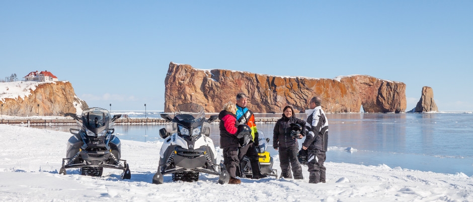 Percé Rock - Photo Credit: Roger St-Laurent What to See by Snowmobile in Eastern Québec: Percé Rock