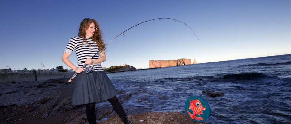 Mylène Henri with Percé Rock in the backround - Photo Credit: Robert Baronet Portrait of an Artist: Mylène Henry